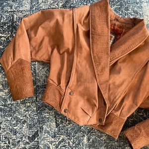 Vintage, leather global identity jacket. Cropped size small